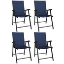 Outsunny Folding Garden Chairs Set of 4 with High Back, Armrests, Navy Blue