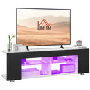 HOMCOM TV Stand 145cm TV Unit With Glass Shelves RGB LED Light For 60 Inch TV