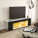HOMCOM TV Stand 145cm TV Unit With Glass Shelves RGB LED Light For 60 Inch TV