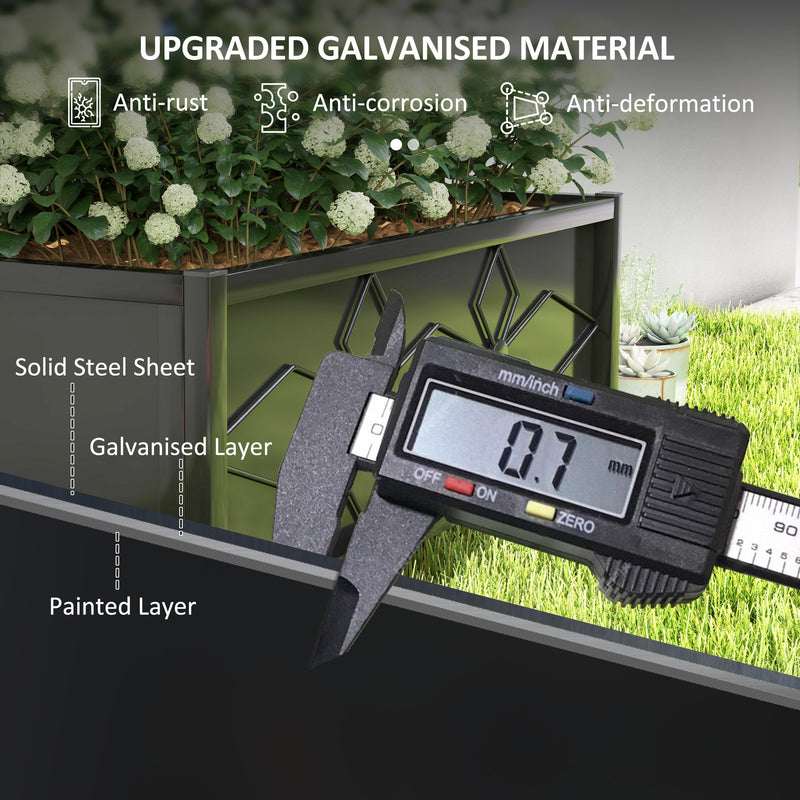 Outsunny Metal Raised Garden Bed Planter Box with Trellis, 90 x 40 x 120 cm