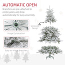 HOMCOM Artificial Christmas Tree with Realistic Snow Branches, LED Lights