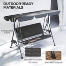 Outsunny 3 Seater Garden Swing Seat Bench w/ Adjustable Canopy, Grey