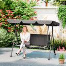 Outsunny 3 Seater Garden Swing Seat Bench w/ Adjustable Canopy, Grey