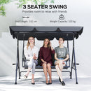 Outsunny 3 Seater Garden Swing Seat Bench w/ Adjustable Canopy, Grey