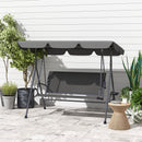 Outsunny 3 Seater Garden Swing Seat Bench w/ Adjustable Canopy, Grey