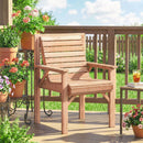 Outsunny Wood Garden Chair Outdoor Dining Chair with Curved Seat, Natural