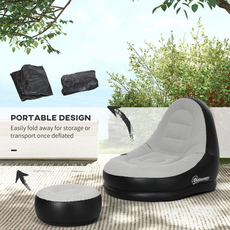 Outsunny Inflatable Chair and Footstool for Gaming, Reading, Watching
