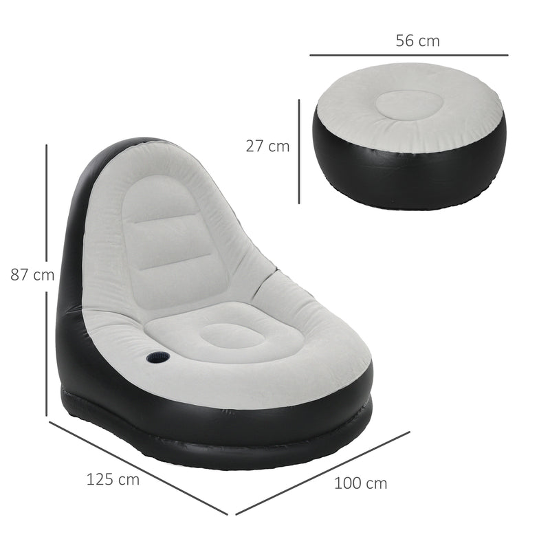 Outsunny Inflatable Chair and Footstool for Gaming, Reading, Watching