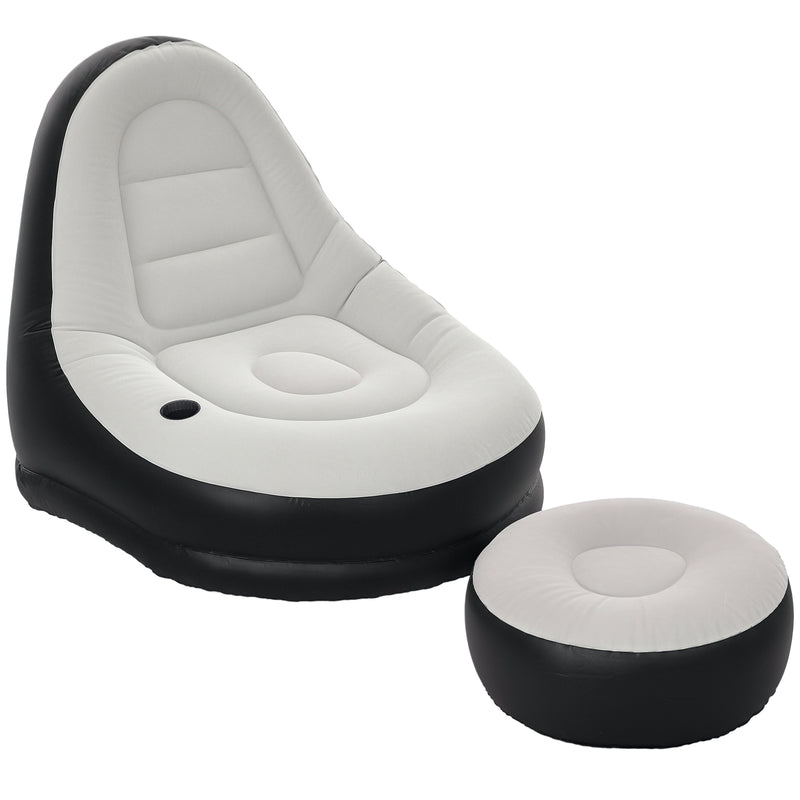Outsunny Inflatable Chair and Footstool for Gaming, Reading, Watching