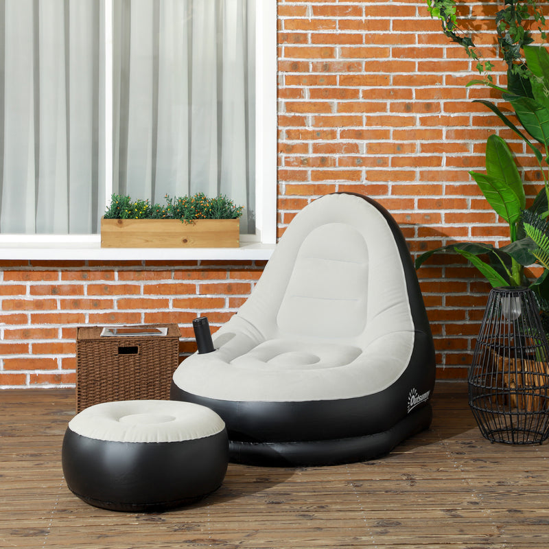 Outsunny Inflatable Chair and Footstool for Gaming, Reading, Watching