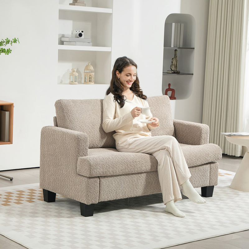 HOMCOM 138 cm Chenille Fabric Loveseat Sofa with S-springs