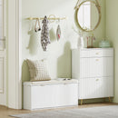 HOMCOM Shoe Storage Bench With Cushion And Flip-Drawer 104x26x47.5cm