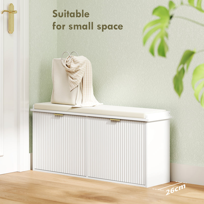 HOMCOM Shoe Storage Bench With Cushion And Flip-Drawer 104x26x47.5cm
