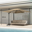 Outsunny 3 X 3 M Cantilever Parasol, Square Patio Umbrella With Crank Handle