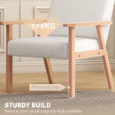 HOMCOM Accent Chair With Wood Frame Wide Seat Linen Armchair Cream White