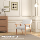 HOMCOM Accent Chair With Wood Frame Wide Seat Linen Armchair Cream White