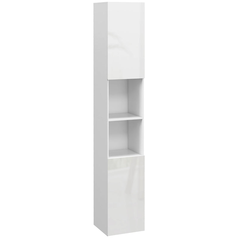 Kleankin High Gloss Bathroom Storage Cabinet With Adjustable Shelves White
