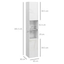 Kleankin High Gloss Bathroom Storage Cabinet With Adjustable Shelves White