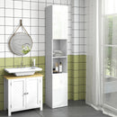 Kleankin High Gloss Bathroom Storage Cabinet With Adjustable Shelves White