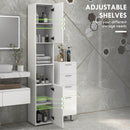 Kleankin High Gloss Bathroom Storage Cabinet With Adjustable Shelves White