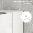 Kleankin High Gloss Bathroom Storage Cabinet With Adjustable Shelves White