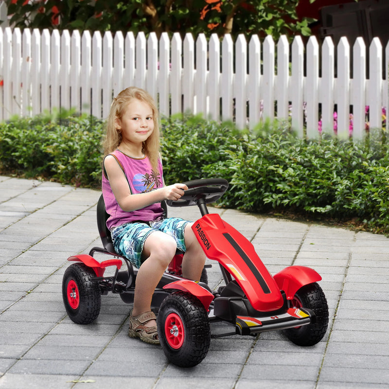 HOMCOM Children Pedal Go Kart for Ages 5-12 Years - Red