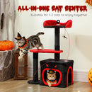 PawHut Gothic Cat Tree With Scratching Posts, Black, Halloween
