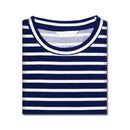 Ladies  Striped Jersey Pyjama Set - Navy