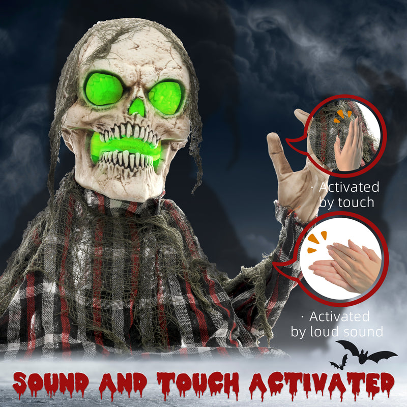 HOMCOM Groundbreaker Skeleton Halloween Animatronic Prop for Indoor Outdoor