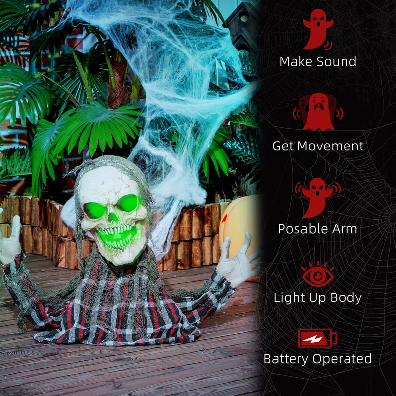 HOMCOM Groundbreaker Skeleton Halloween Animatronic Prop for Indoor Outdoor
