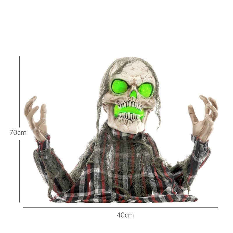 HOMCOM Groundbreaker Skeleton Halloween Animatronic Prop for Indoor Outdoor