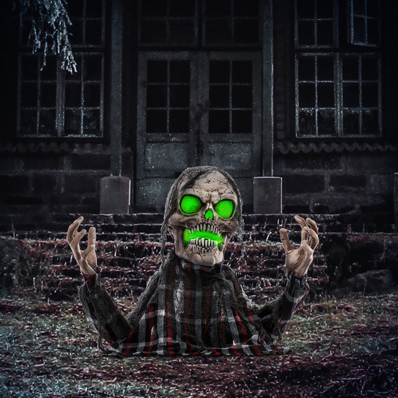 HOMCOM Groundbreaker Skeleton Halloween Animatronic Prop for Indoor Outdoor