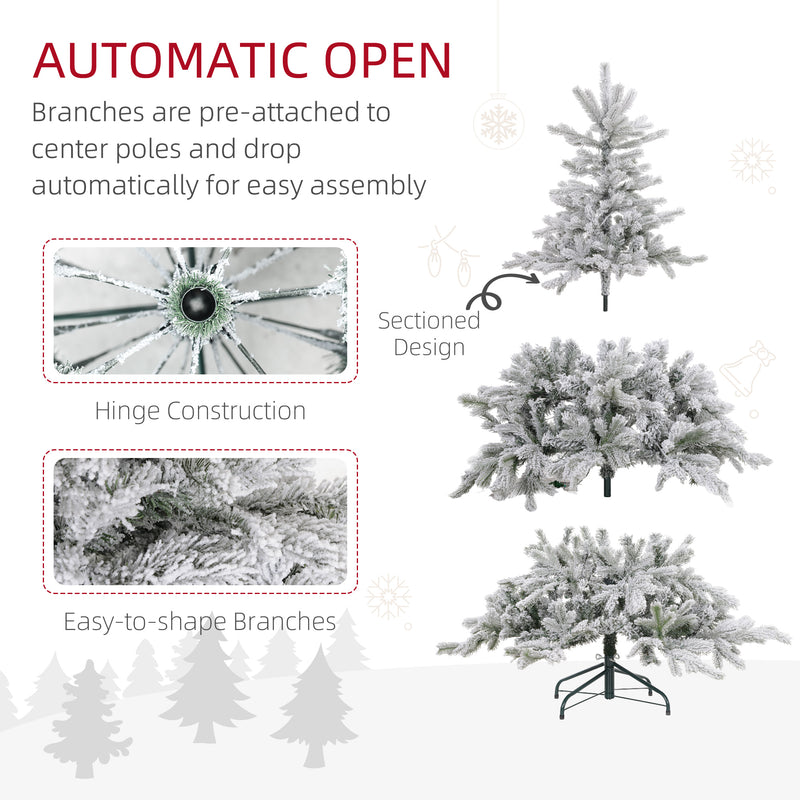 HOMCOM Artificial Christmas Tree with Realistic Snow Branches, LED Lights
