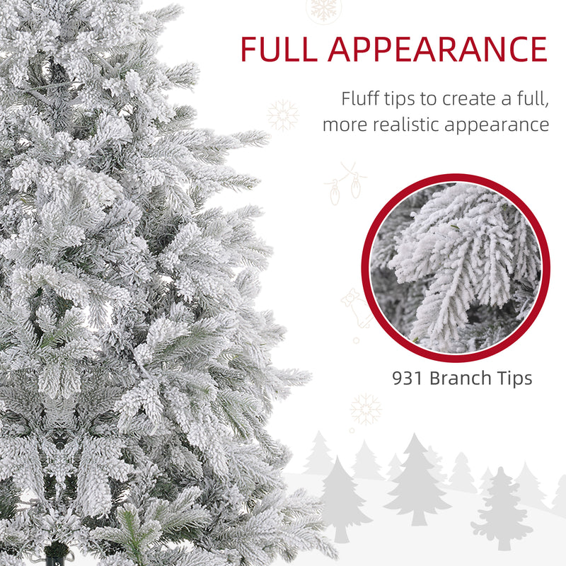 HOMCOM Artificial Christmas Tree with Realistic Snow Branches, LED Lights