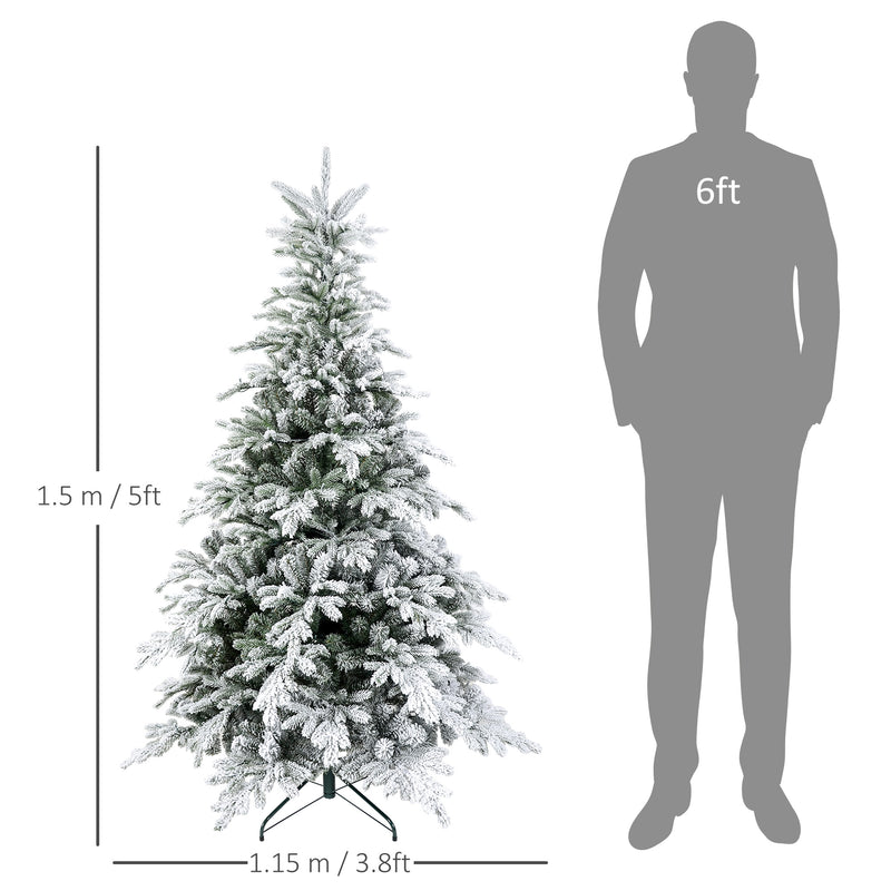HOMCOM Artificial Christmas Tree with Realistic Snow Branches, LED Lights