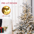 HOMCOM Artificial Christmas Tree With Realistic Snow Branches, LED Lights
