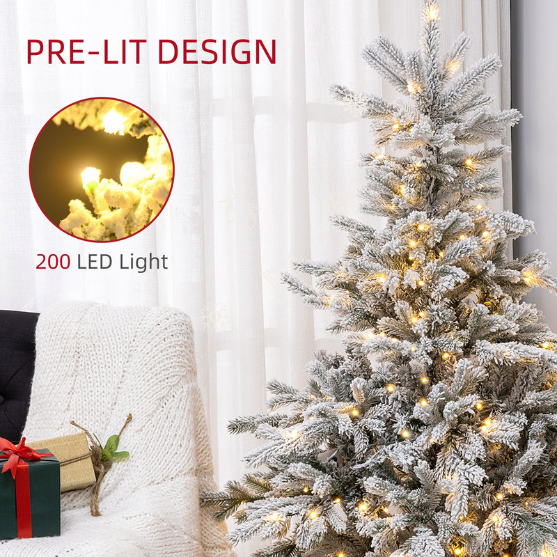 HOMCOM Artificial Christmas Tree with Realistic Snow Branches, LED Lights