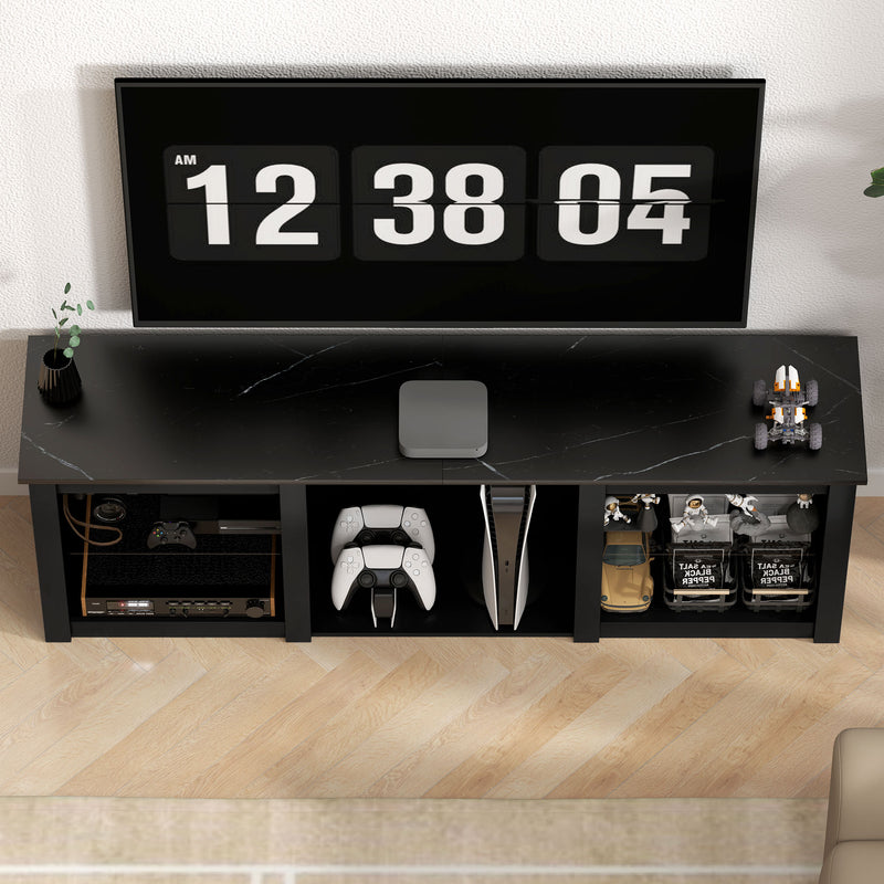 HOMCOM 160cm TV Unit W/ LED Lights For 65 Inch TV Modern TV Stand Cabinet Black