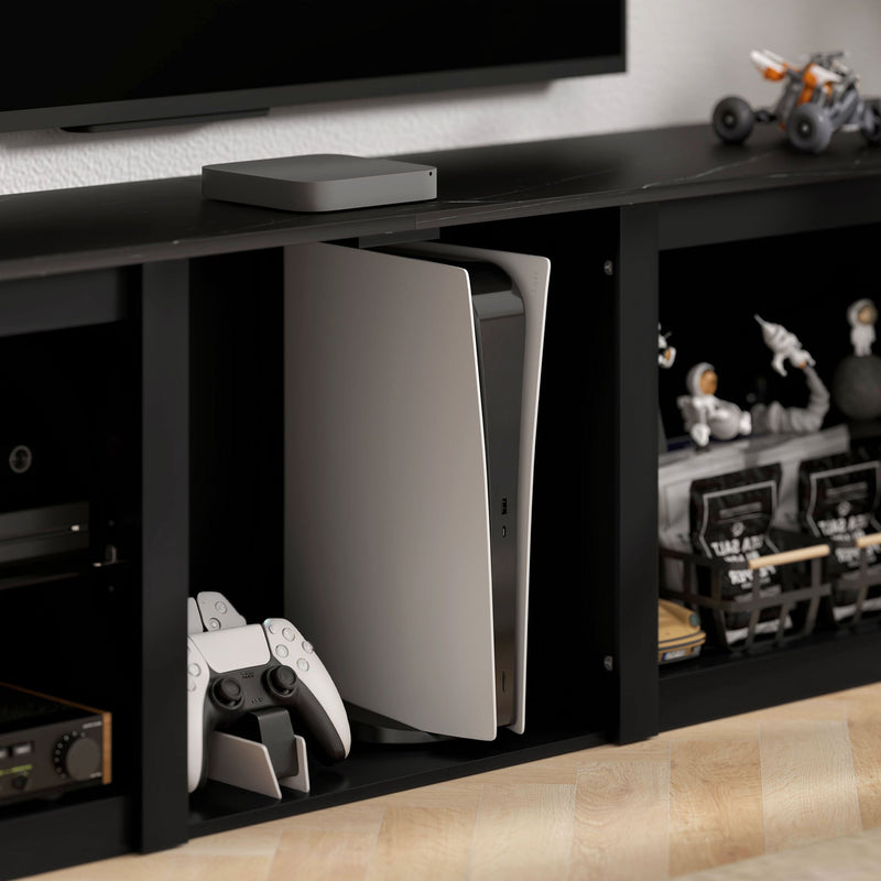 HOMCOM 160cm TV Unit W/ LED Lights For 65 Inch TV Modern TV Stand Cabinet Black
