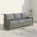 Outsunny Rattan Garden Sofa With Cushioned Wide Seats Dark Grey