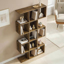HOMCOM Geometric Bookshelf, 5-Tier S Shaped Bookcase, Rustic Brown