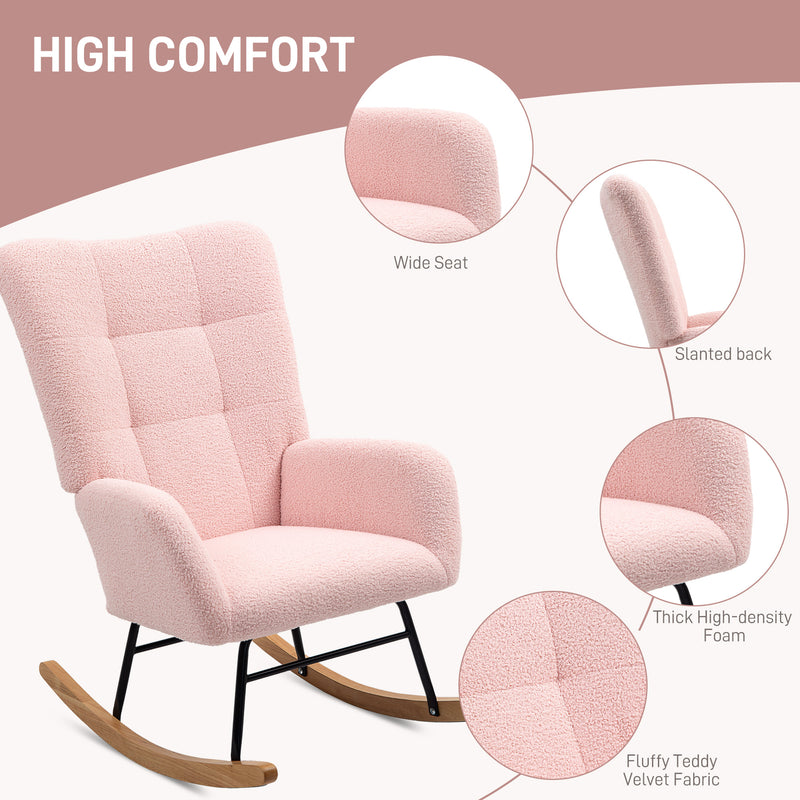 HOMCOM Rocking Chair, Modern Armchair with Backrest for Bedroom