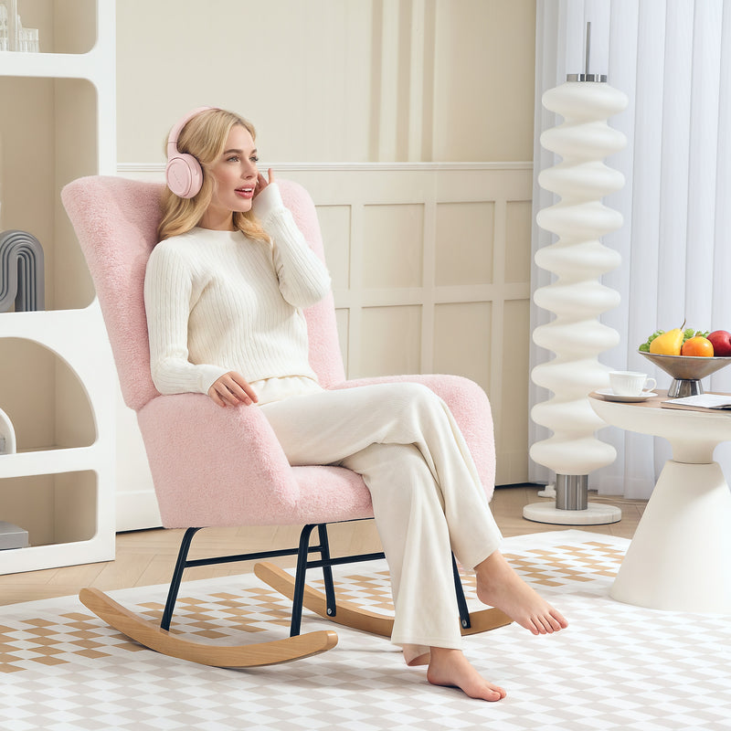 HOMCOM Rocking Chair, Modern Armchair with Backrest for Bedroom