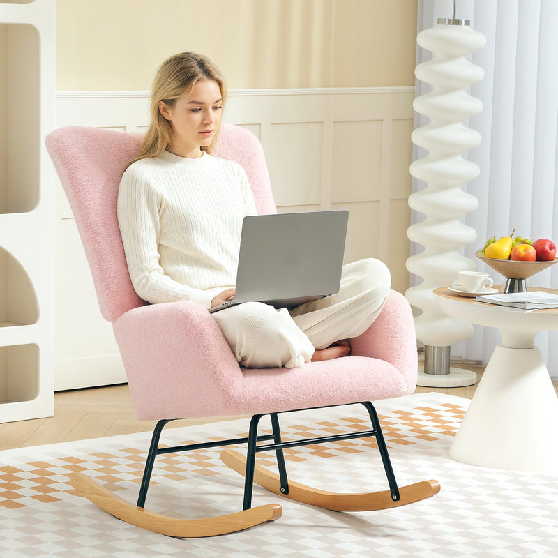 HOMCOM Rocking Chair, Modern Armchair with Backrest for Bedroom