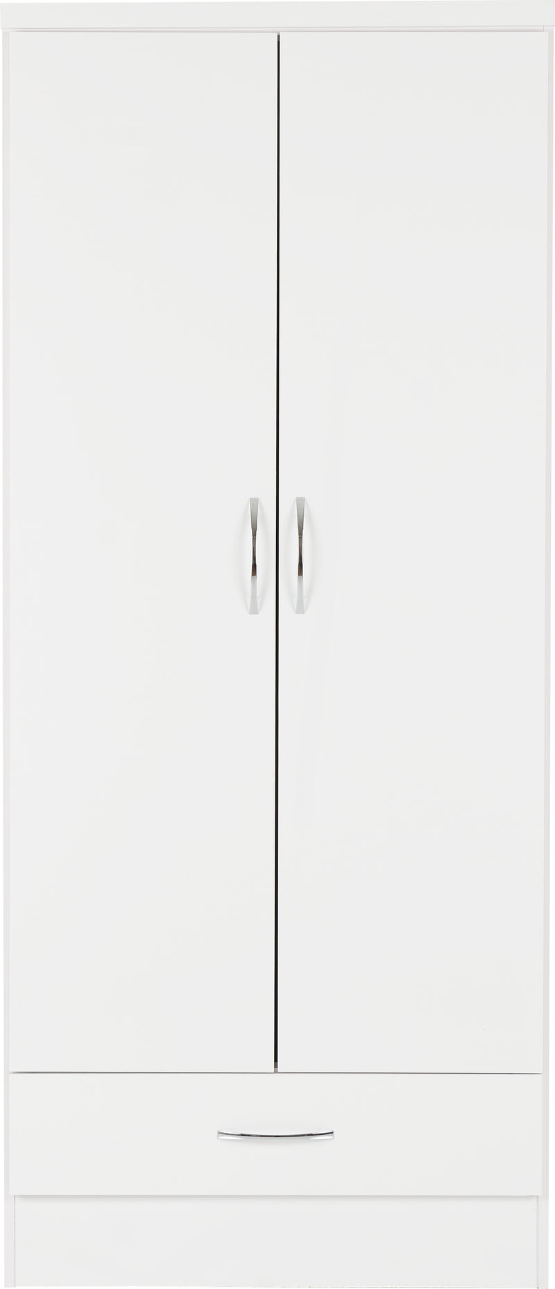 NEVADA 2 DOOR 1 DRAWER WARDROBE - WHITE GLOSS