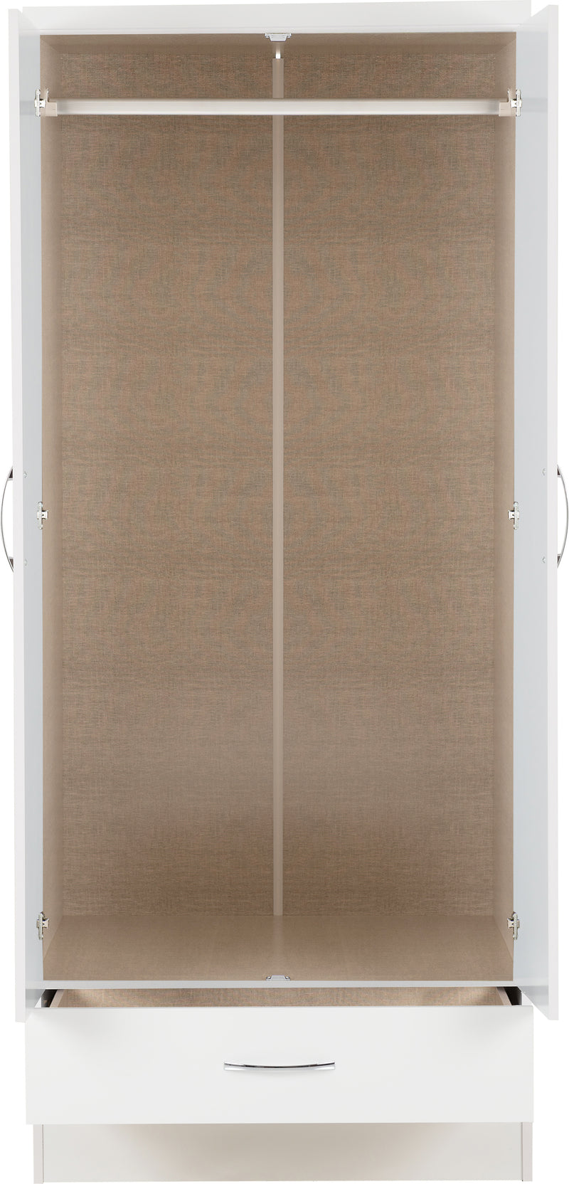 NEVADA 2 DOOR 1 DRAWER WARDROBE - WHITE GLOSS