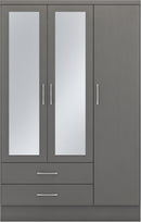 NEVADA 3 DOOR 2 DRAWER WARDROBE - 3D EFFECT GREY