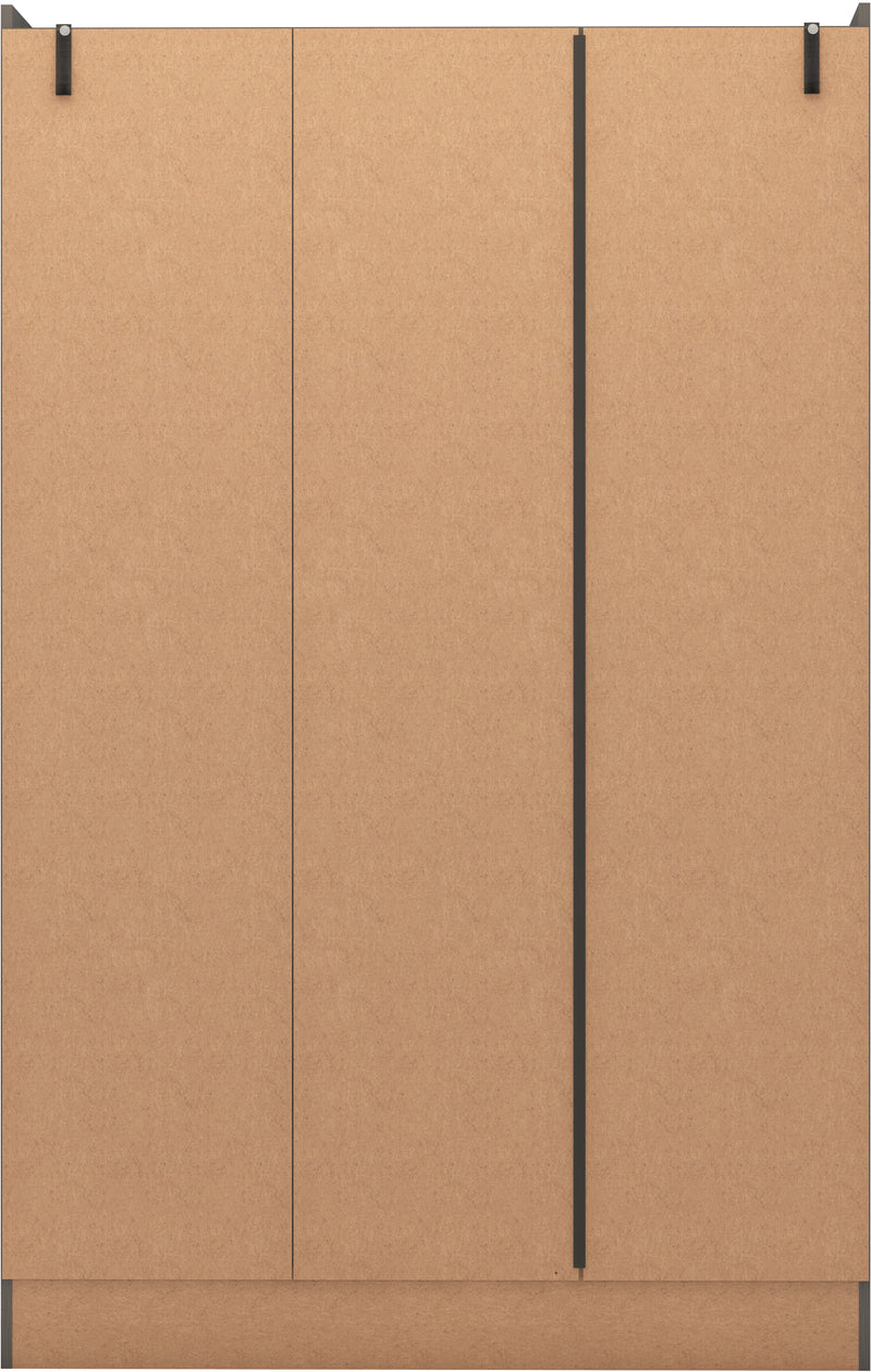NEVADA 3 DOOR 2 DRAWER WARDROBE - 3D EFFECT GREY