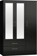 NEVADA 3 DOOR 2 DRAWER WARDROBE - BLACK GLOSS