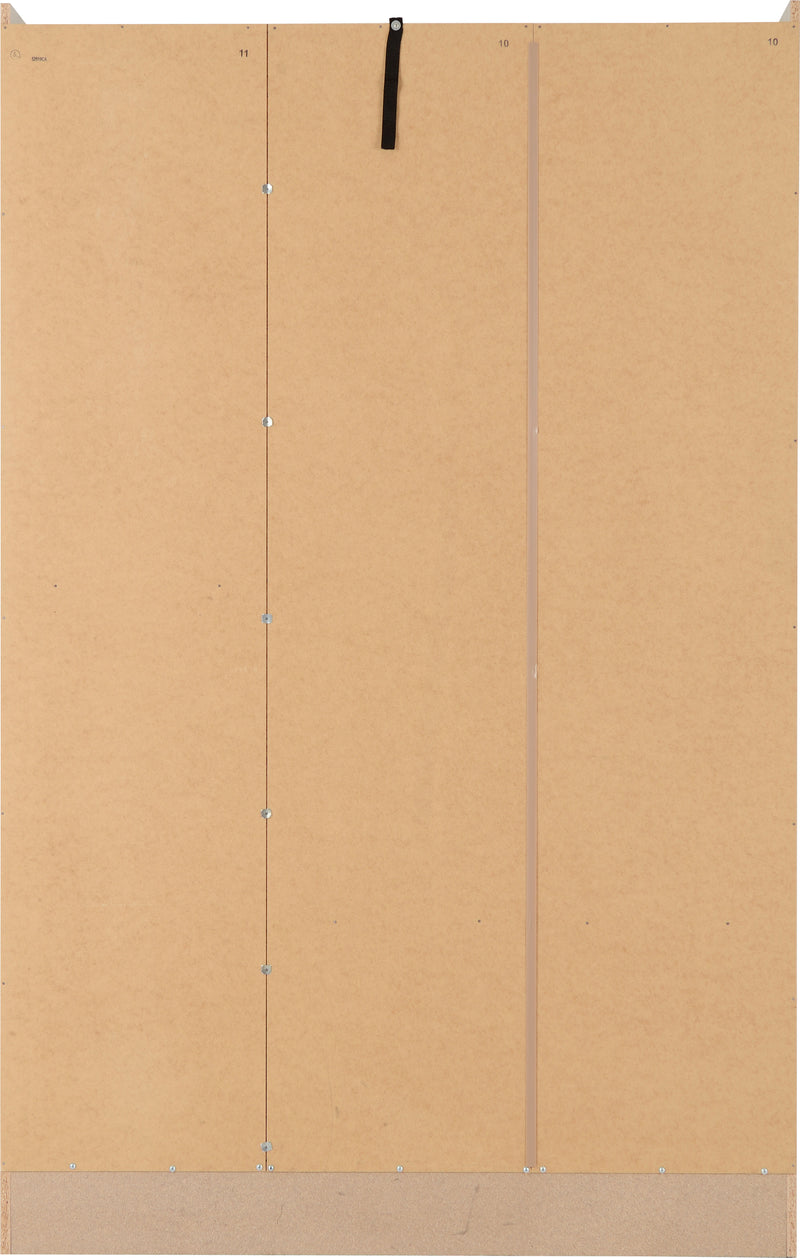NEVADA 3 DOOR 2 DRAWER WARDROBE - GREY GLOSS/LIGHT OAK EFFECT VENEER